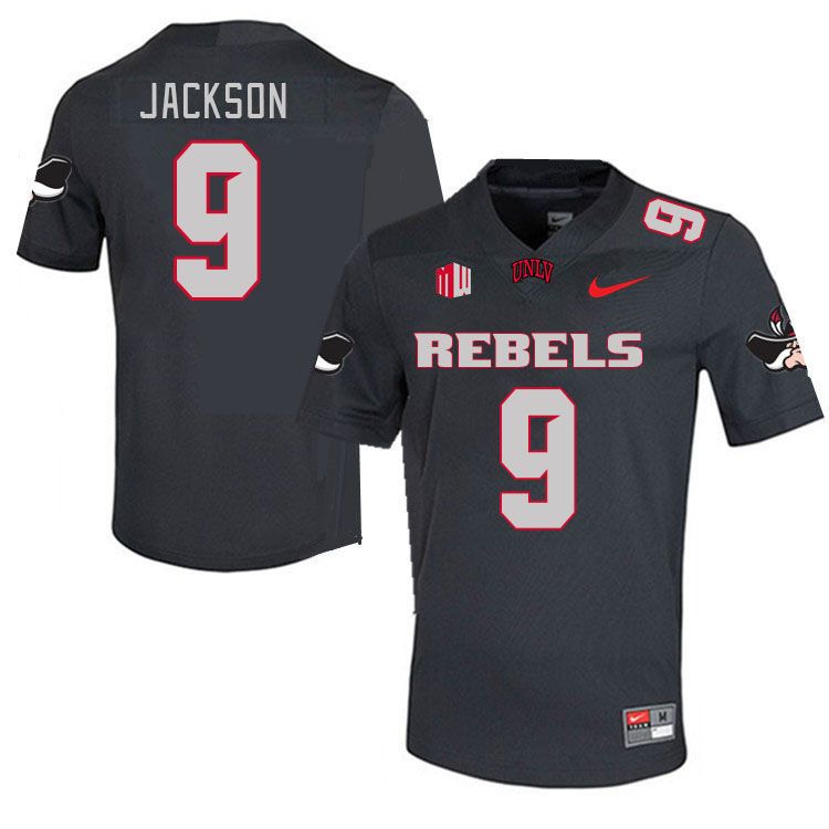 Men #9 Alan Jackson UNLV Rebels 2023 College Football Jerseys Stitched-Charcoal - Click Image to Close